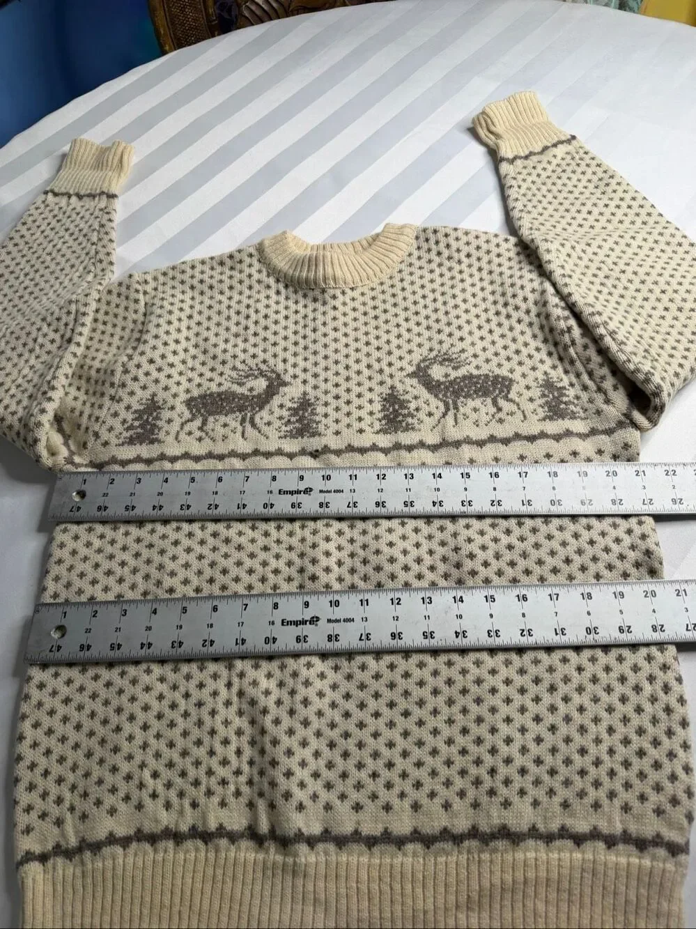 Green Mountain Threadworks Vintage Wool Fair Isle Deer Sweater Size XL